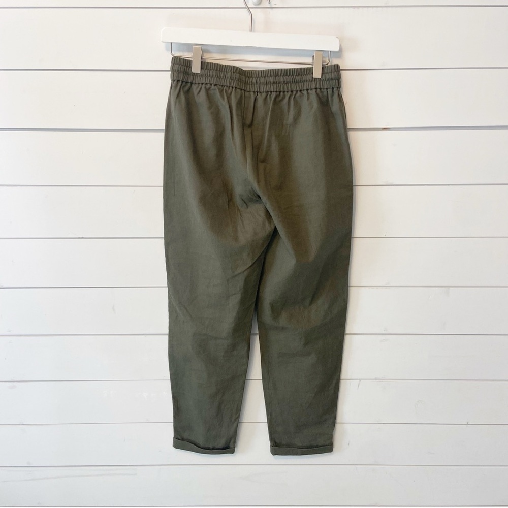 J.Crew Factory Linen Cotton Blend Drawstring Waist Straight Cuffed Pants Size 2 - Picture 3 of 10